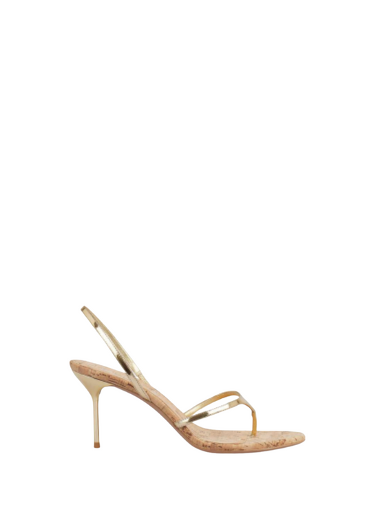 Beige high-heeled sandal on a white background