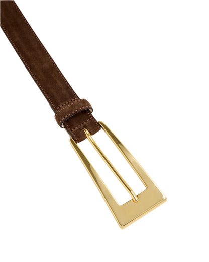 No. 10 Belt | Chocolate Suede/Gold