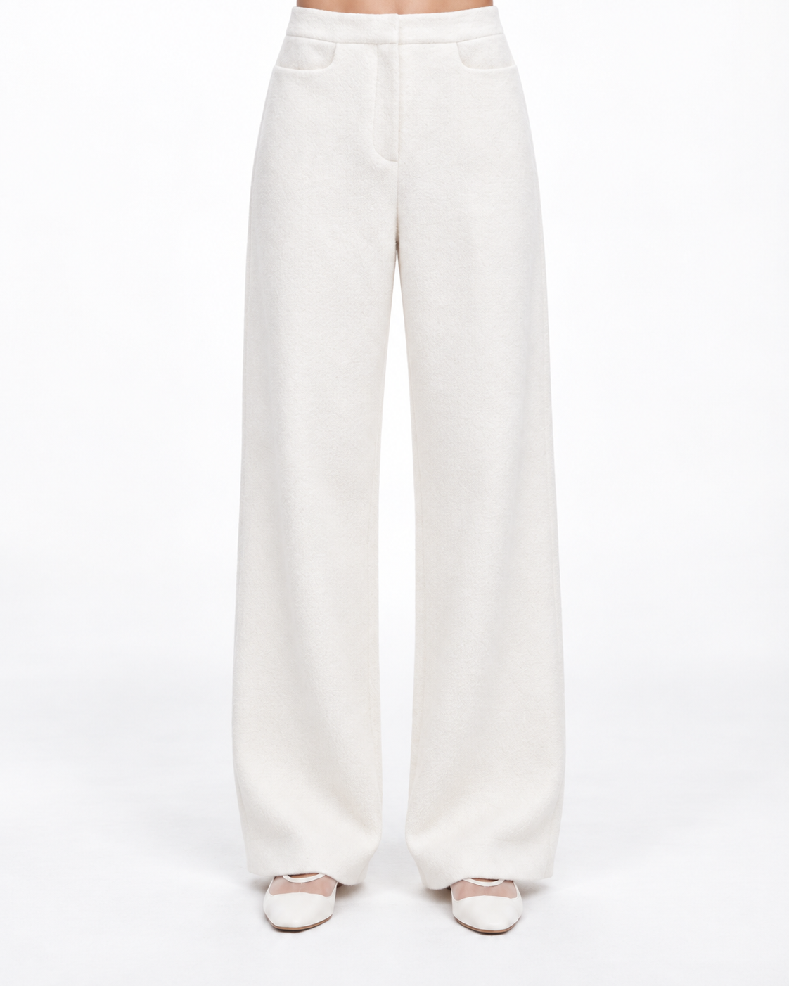 Textured Trousers in White