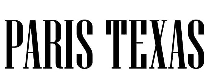 The text 'PARIS TEXAS' in a bold black serif typeface on a plain white background.