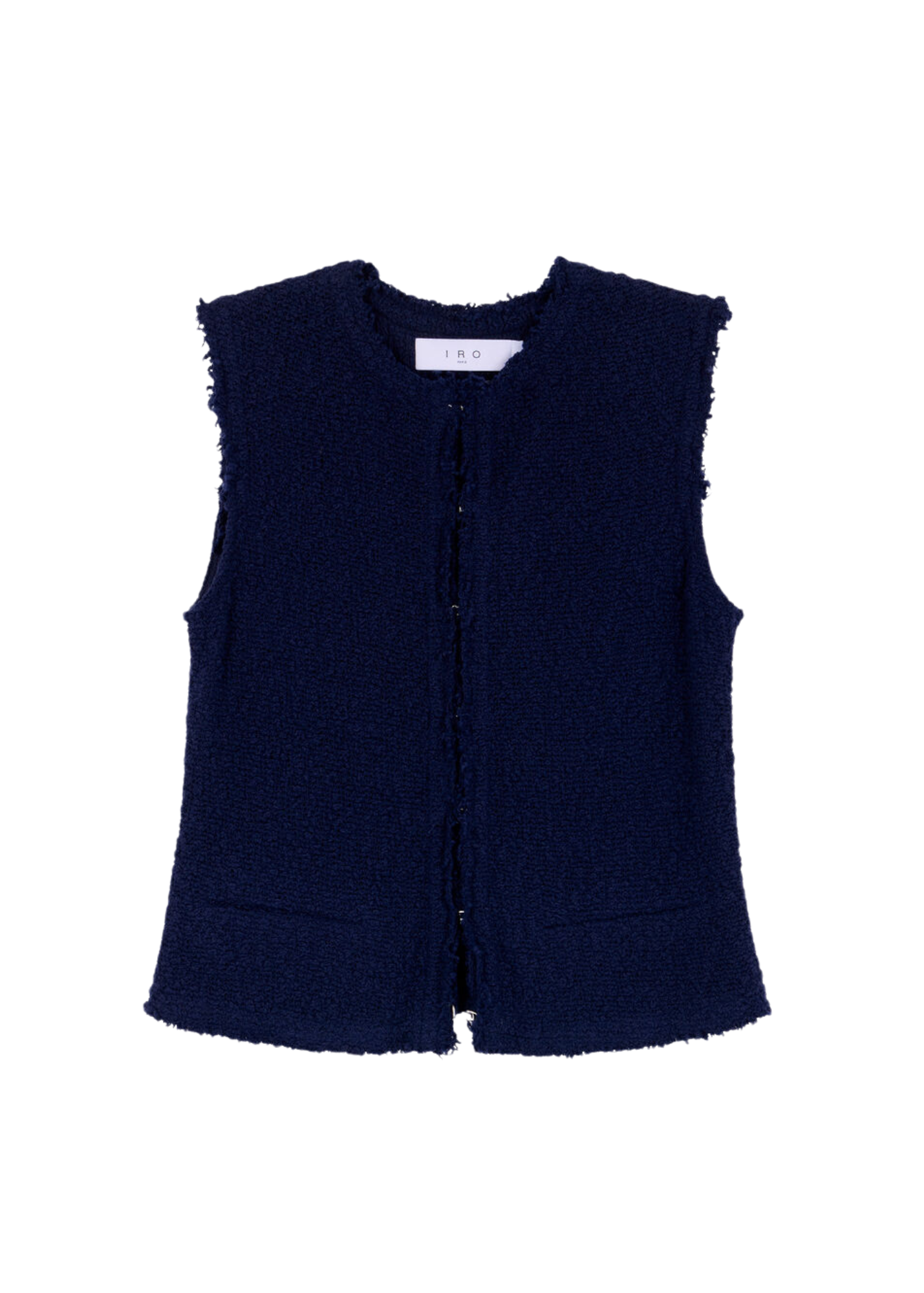 Navy blue sleeveless vest on a white background