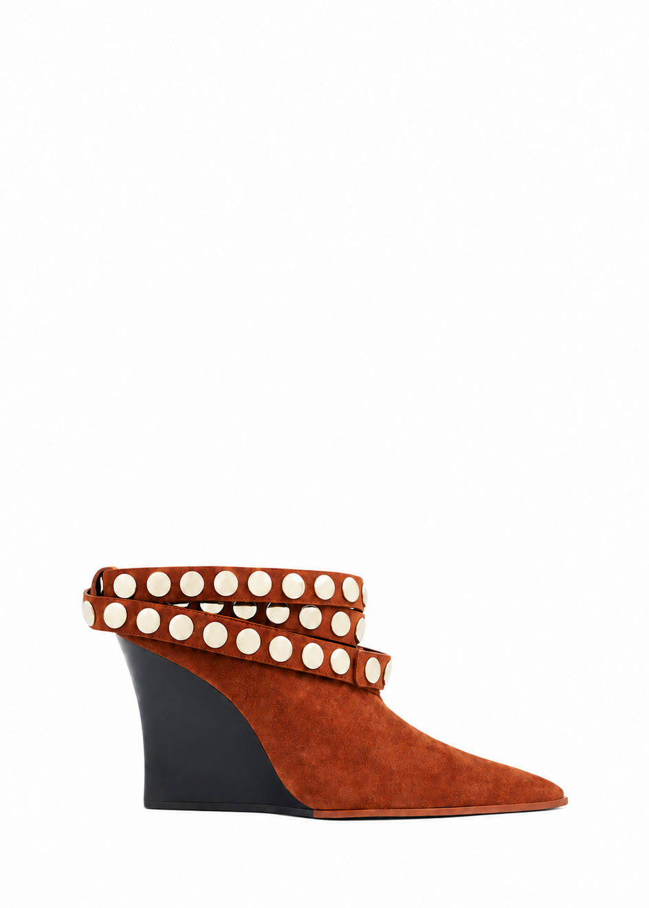 Fauve Click Studded Wedge Pumps