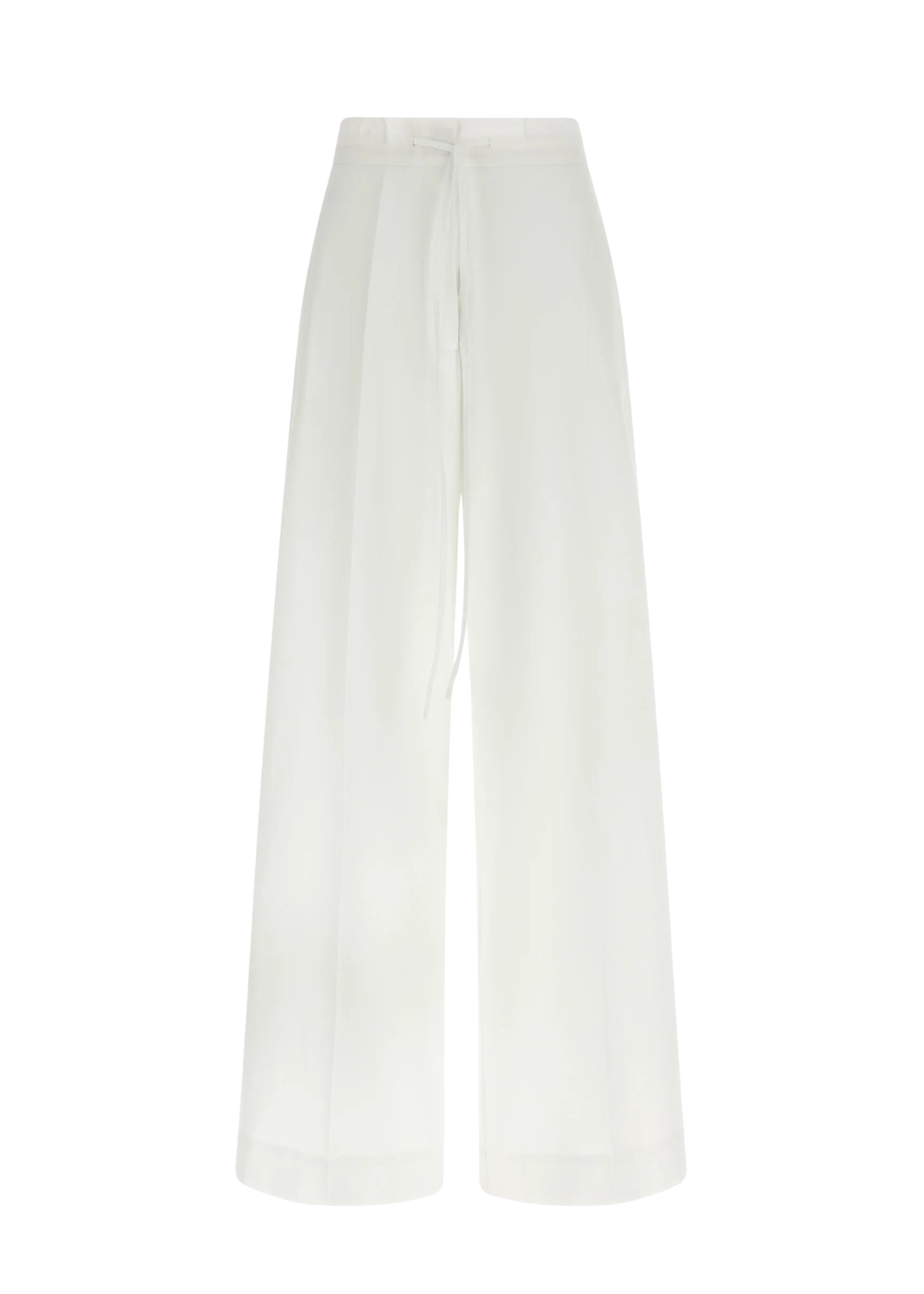 White wide-leg pants on a white background