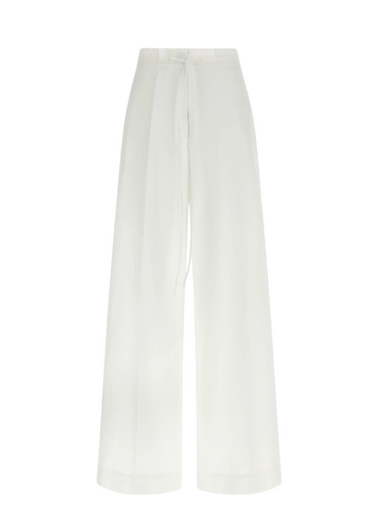 White wide-leg pants on a white background