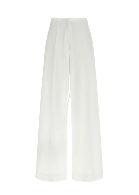 White wide-leg pants on a white background